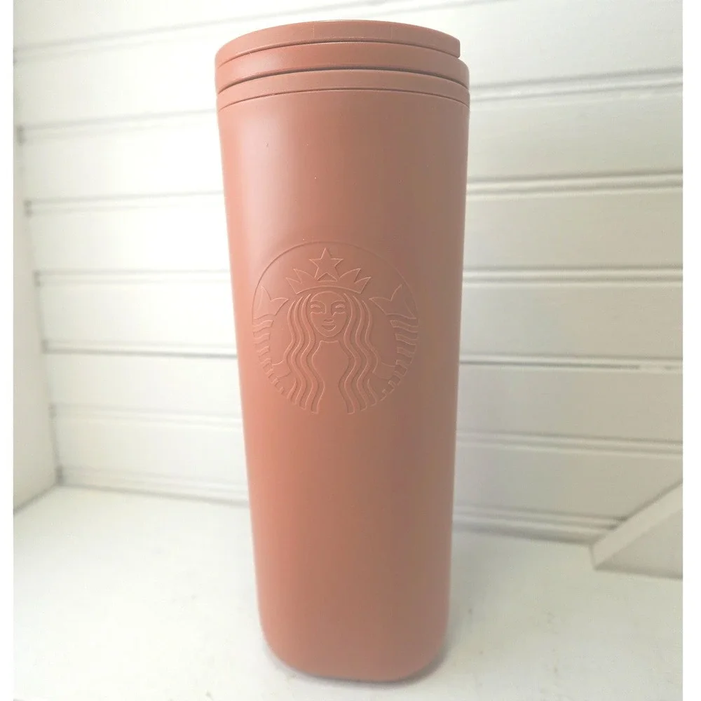 Starbucks Recycled Plastic Triangle Terracotta Tumbler 16oz 2023 Preowned